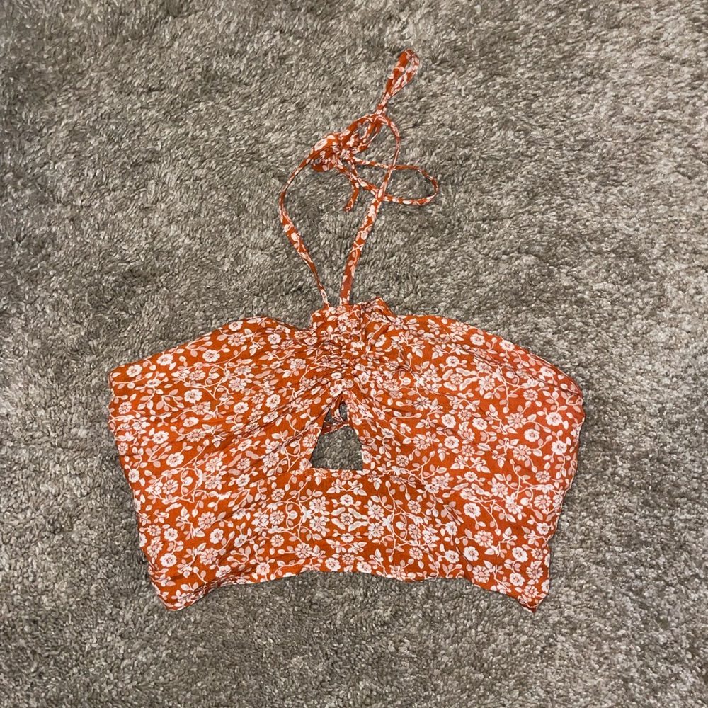 super cute orange tie top